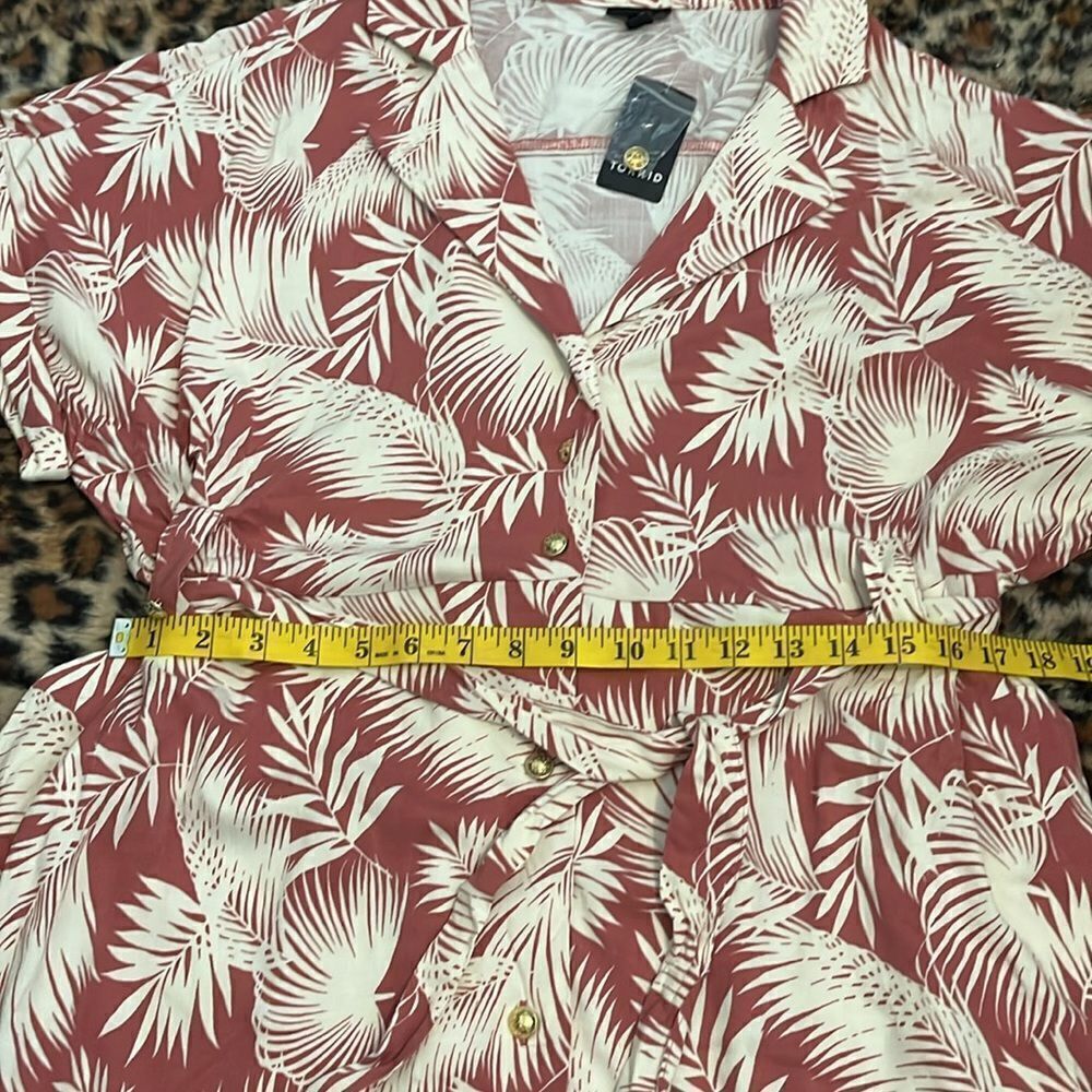Torrid Palm Trees Print Design Button Front Collar Pockets Dress Vacation Resort - Picture 10 of 16